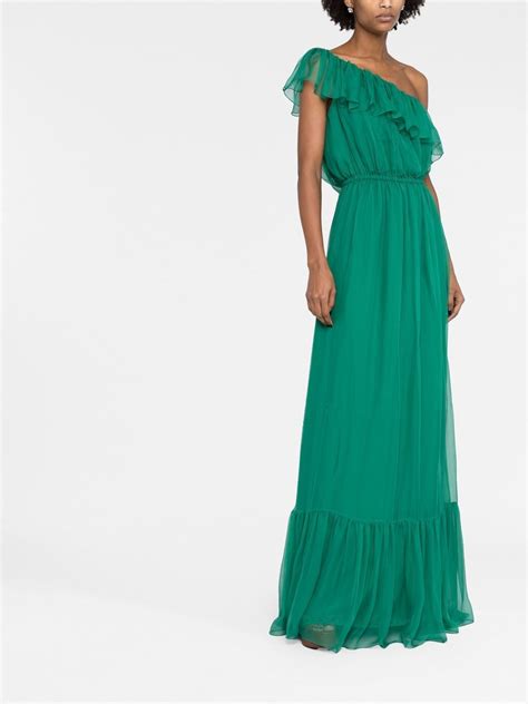 gucci green ruffle dress